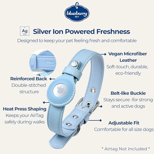 Blueberry Pet Microfiber Leather AirTag Dog Collar