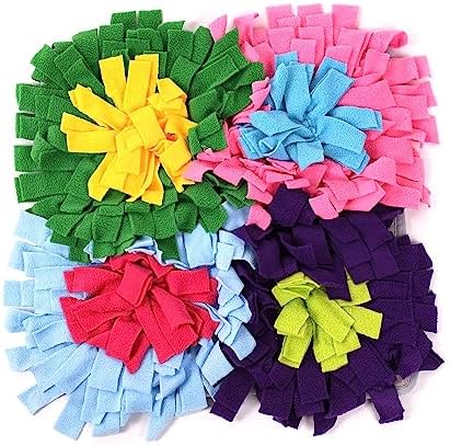Vedem Small Animal Snuffle Mat Fleece Foraging Mats Interactive Feeding Toy Rabbit Guinea Pig Rat Hamster Anti Slip Treat Dispenser (Multi-Colored)