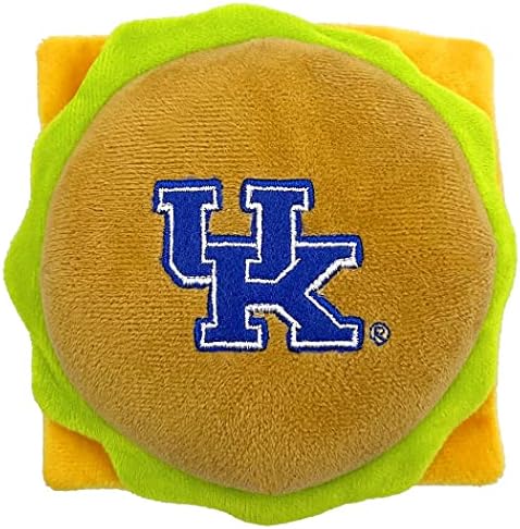 NCAA KENTUCKY WILDCATS CHEESE BURGER PLUSH DOG & CAT SQUEAK TOY - Cutest STADIUM HAMBERGER SNACK Plush Toy for DOGS & CATS with INNER SQUEAKER & Beautiful Football/Basketball Team Name/Logo