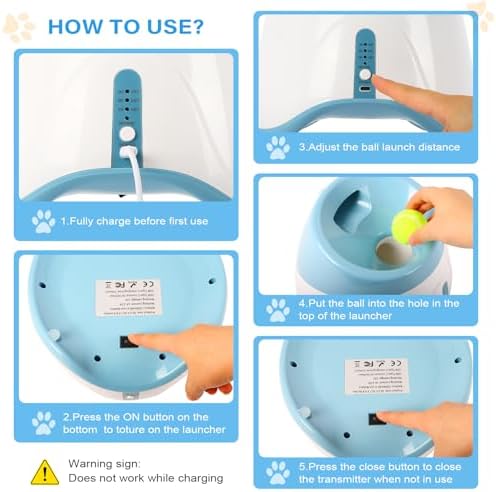 Automatic Ball Launcher for Dogs: Indoor Thrower Fetch Machine,Blue