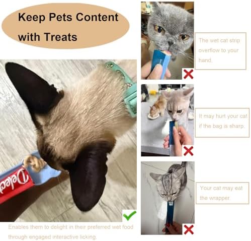 2pcs Cat Treat Spoon Squeeze, Cat Strip Feeders, Multi-Function Kitten Strip Squeeze Spoon for Wet Food Liquid Snack, Licky Treats Feeding Scoop Treat Dispenser Feeding Scoop for Puppies Small Pets