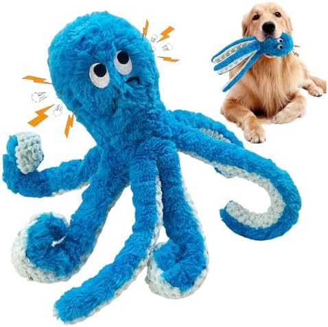 Octopus Tough Dog Toys for Aggressive Chewers, Blue-1 Pack