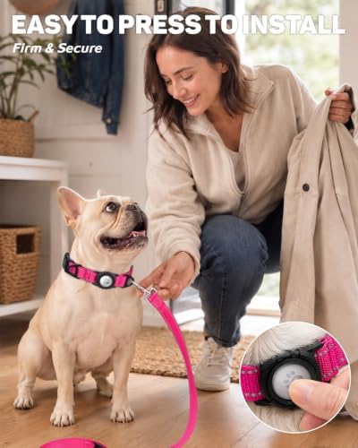 Padded Dog Collar with Waterproof Holder Compatible with Airtag
