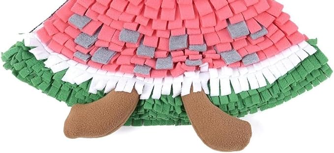 Ferret Cats Snuffle Mat Fleece Foraging Mats Interactive Feeding Toy Small Animal Rabbit Guinea Pig Rat Hamster Anti Slip Treat Dispenser Slow Feeder (Watermelon)