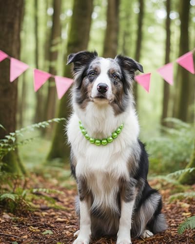 Chunky Pearl Dog Necklace (Beads 20mm),Elegant Classic Super Big Pearl Collar Necklace Accessories for Medium Large Dogs Occasions and Gatherings (Light Green, 2XL(Neck Girth 19''-21.5''))