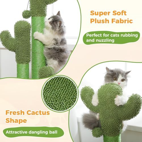 PAWZ Road Cactus Cat Scratching Post 35”Cat Scratcher with Toy Ball