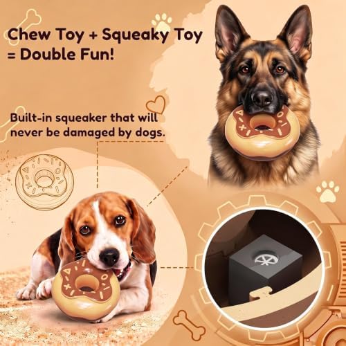 Squeaky Dog Chew Toys, Interactive Tough Indestructible Dog Toys for Aggressive Chewers, Medium to Large Dogs, Indoor & Outdoor Use