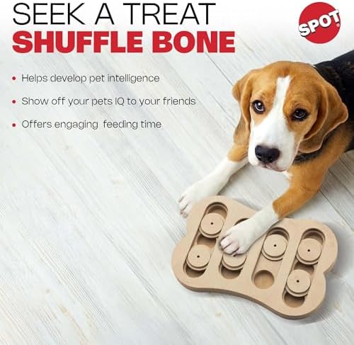 SPOT Interactive Seek-A-Treat Shuffle Bone Dog Toy Puzzle | Dog Treat Reward Toy Improves Your Dog's IQ | Specially Designed for Training Treats