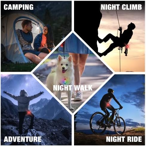 Dog Collar Light, USB-C Rechargeable Dog Lights for Night Walking, 4 Modes Dog Light Contain RGB Color Changing/Red/2 White, IP68 Waterproof Dog Walking Light with Silicone Band & Round Clip (2 Pack)