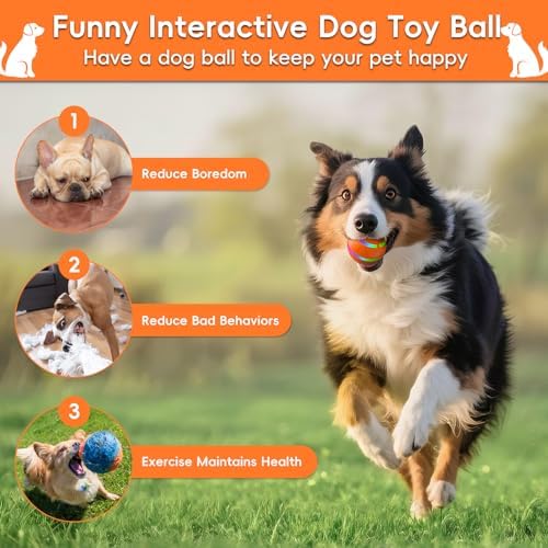 Smart Interactive Dog Toy Ball, Automatic Moving, Self Rolling & Bouncing Dog Ball to Keep Them Busy, Durable TPU Material, Waterproof, Pet Toys for Medium and Large Dogs Indoor & Outdoor (Orange)