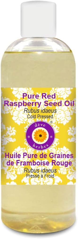 Deve Herbes Pure Red Raspberry Seed Oil (Rubus idaeus) Cold Pressed 200ml (6.76 oz)
