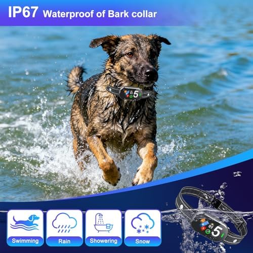 Smart Bark Collar for Dogs - 5 Safe Training Modes & 5 Sensitivity Levels, IP67 Waterproof, Adjustable & Lightweight No Bark Collar for Small, Medium, Large Dogs