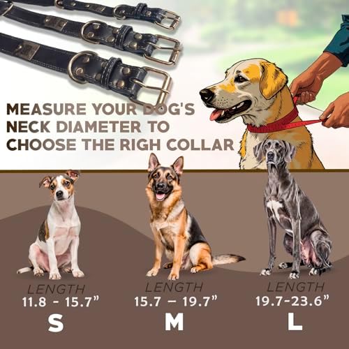 Personalized QR Code Dog Collar - Durable Genuine Leather Pet Collar with Engraved Smart ID Tag, Personalized Dog Collar with Name and Phone Number, Soft Padded Adjustable Neck Strap, Brown