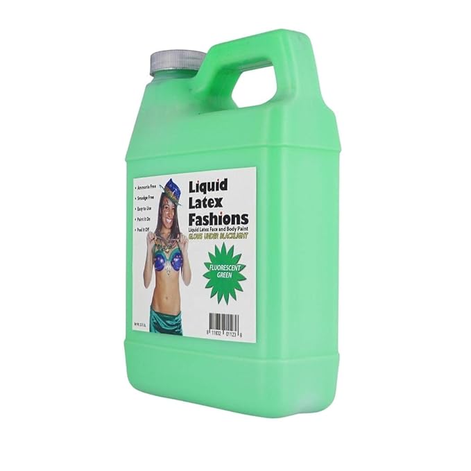 Fluorescent Green Liquid Latex Body Paint - 32 Oz for Adults and Kids, Zombie Skin Makeup Paint, Ideal for Schools, Parties, Theater, Cosplays, Carnivals