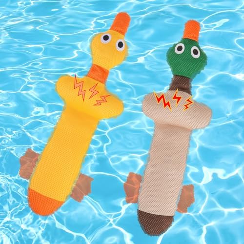 BEAUTYZOO Floating Dog Pool Toys 2 Pack,Squeaky Water Fetch Toys for Summer