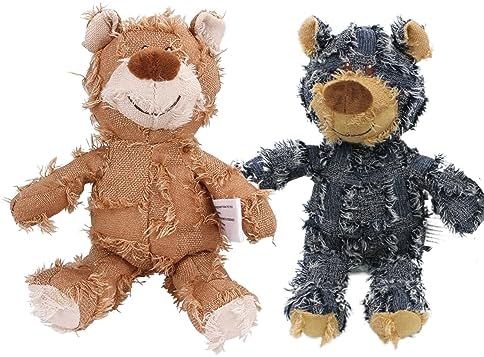 MAXBECK Dog Companion for Heavy Chewers- Indestructible Robust Bear Dog Toy, Resistant Squeaky Dog Toys for Heavy Chewers, Unbreakable Stuffed Plush Dog Toys for Aggressive Chewers (C-Navy+Oak)