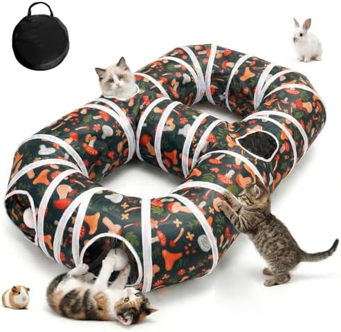 Cat Tunnel for Indoor Entertainment, Tear-Resistant Cat Play Tube with Play Ball, Collapsible Pet Tube with Interactive Peephole, Ideal for Outdoor Exercise for Kittens Puppies Rabbits (8-Shaped)