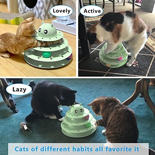 UPSKY Cat Toy Roller 3-Level Turntable Cat Toys with Six Colorful Balls | Puzzle Kitten Toys, Sturdy Structure, Detachable Design, Easy to Assemble, Anti-Slip, Reduces Boredom for Indoor Cats