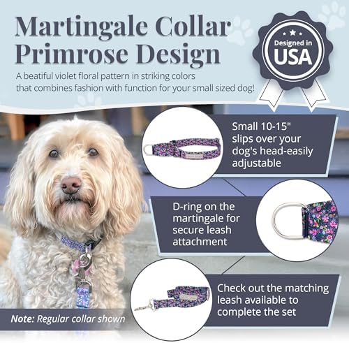 Lucky Love Dog Martingale Collar for Small Dogs No Slip – Primrose, Small