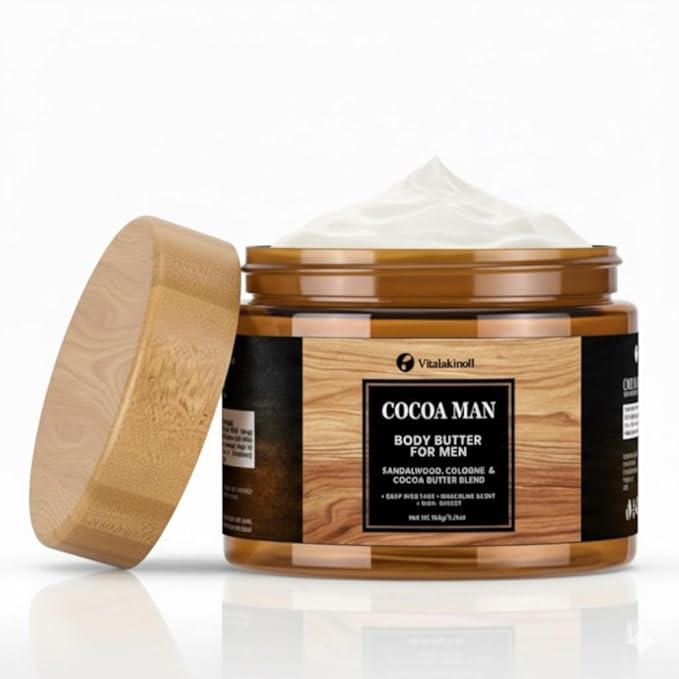 Body Butter for Men- Cocoa King Body Butter - Cocoa butter and Cologne Scent - 5.26 oz Body Cream Blend