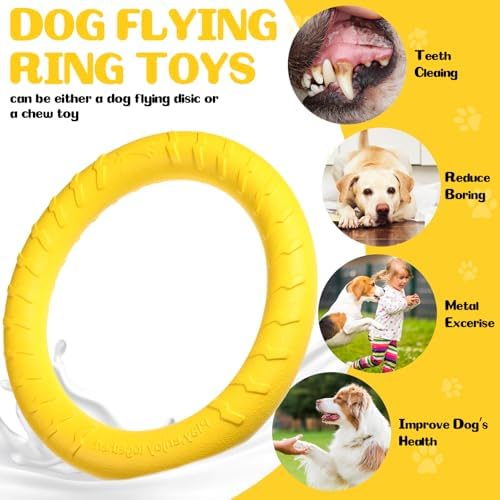 4 Pack 7.48 Inch Dog Ring Toy for Large Medium Dog Training, Multicolored