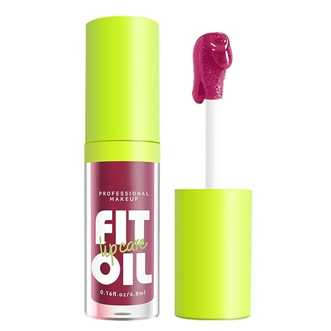 Hydrating Lip Oil, Big Brush Head Lip Glaze Shiny Transparent Lip Glow Oil, Nourishing & Non-sticky Long Lasting Fresh Clear Smooth Lip Care Plumping Lip Oil (# 04)