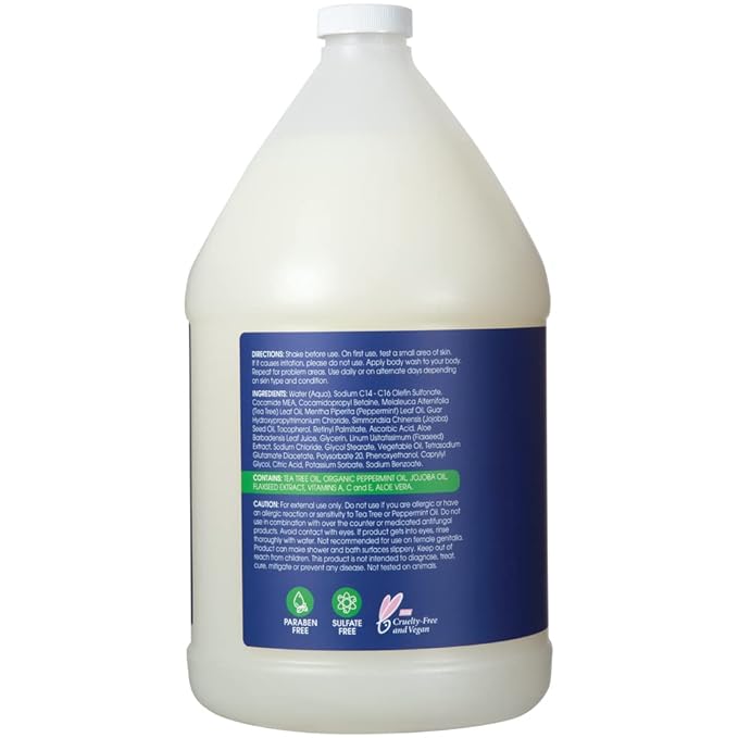 Ginger Lily Farms Botanicals MultiCure Advanced Therapy Body Wash with Tea Tree Oil, Peppermint and Aloe Vera, 100% Vegan & Cruelty-Free, 1 Gallon (128 fl oz) Refill