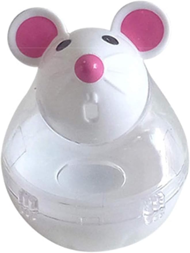 Beige Interactive Cat Toy, Mouse Shape Treat Dispenser, Food Storage Holder for Indoor Cats and Kittens, Cat Mice and Animals Toys for Pet Increases IQ Interactive & Food Dispensing