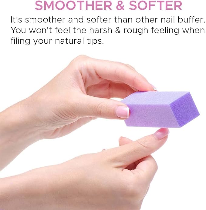 Tachibelle 10 pcs Premium Made in Korea Purple Buffer White 100/180 Grit Premium 4-Way Nail File Buffing Block