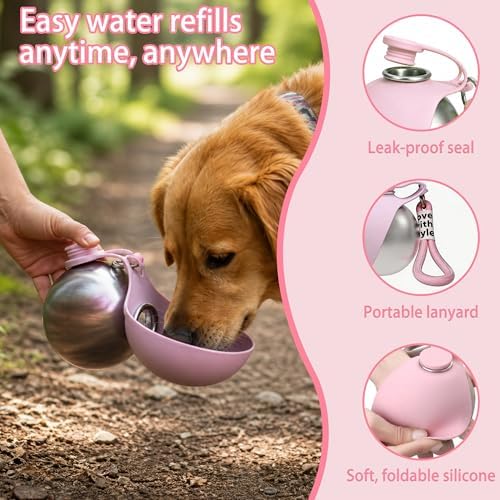 Portable Pet Water Bottle & Collapsible Dog Bowls Spill Proof Water Dispenser Cat Food Container & Dog Treat Holder, Small Size Pet Supplies Travel Accessories for Puppy