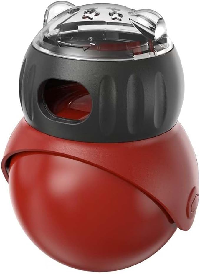 Cat Puzzle Feeder, Interactive Cat Dog Toys,Treat Dispenser(Red+Black)