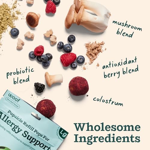WOOF Pupsicle Refill Pops for Allergy Support for Dogs - Allergy Dog Treats for the Pupsicle Toy to Support Your Dog’s Natural Immune Defenses - Small Pops - 10 Count