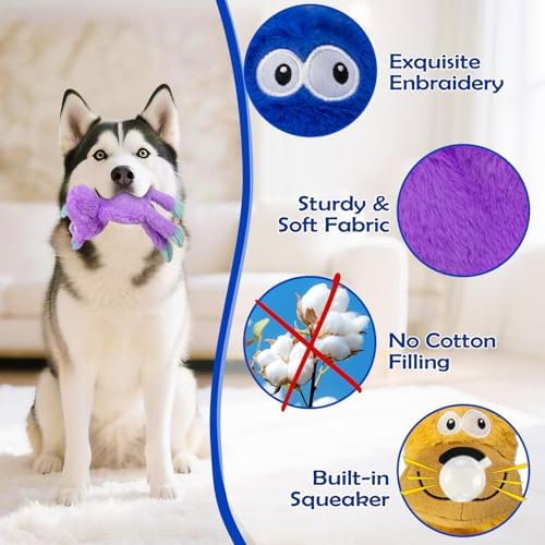 3 Pack No Stuffing Dog Toys Squeaky Crinkle Plush Toy