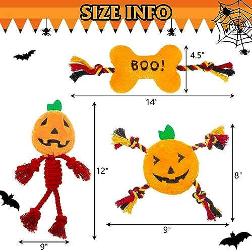 PUPTECK Halloween Dog Squeaky Chew Toys 3 Pack