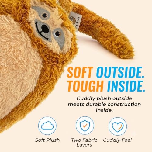 Guru Hide-A-Tail Sloth Plush Dog Toy - Interactive Puzzle Toy with Treat Pocket - Squeaky Crinkle Dog Toy for Tug and Fetch - Soft Durable Plush - Medium Size