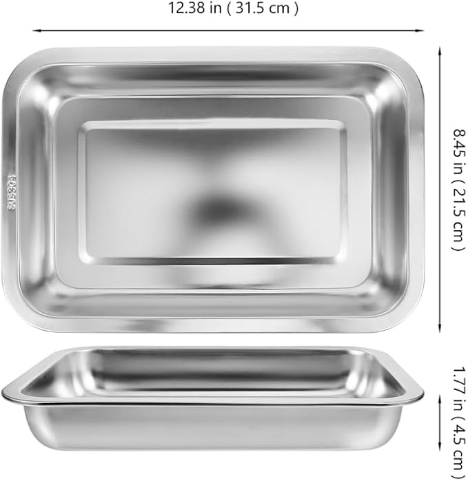 INOOMP Stainless Steel Cat Litter Box Open Design Large Metal Litter Pan Easy to Clean Portable Kitten Tray for Cats and Small Pets