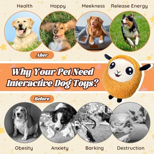 Moving Dog Toys, 2026 Upgraded Jumping Squeaky Moving Dog Ball, Rechargeable Plush Chew Toys for Small/Medium/Large Dogs (Orange)