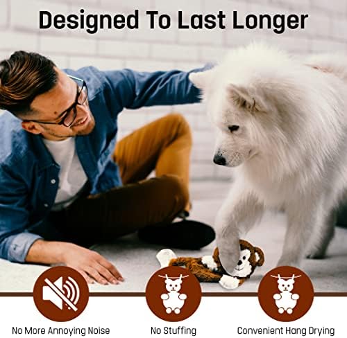 FGA MARKETPLACE Monkey-Frog Flat NO Stuffing NO Squeak Plush Dog Toy, Funny Style Will Entertain Your Pet for Hours, Recommended for Small and Medium Dog 21 INCH Long