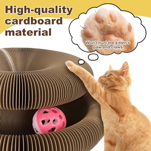Kitty Curls Cat Toy, Magic Organ Cat Scratching Board with Bell-Ball