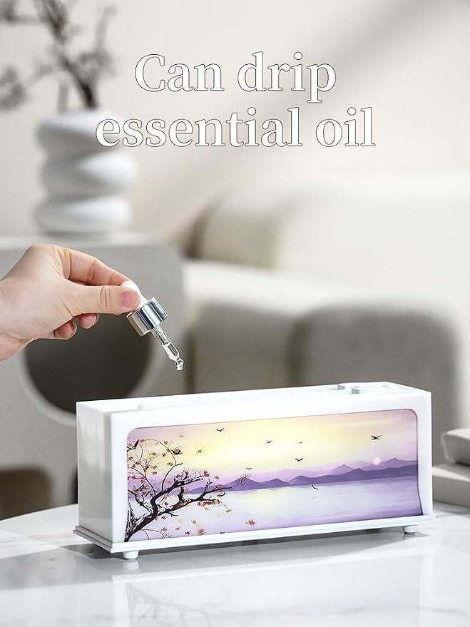 Essential Oil Diffusers Ultrasonic Fireplace Flame Aromatherapy Diffuser, Auto Shut-Off, Timer Setting, 7 Colors LED Lights Changing for Home, Office, Spa 200ml (Wood Grain)