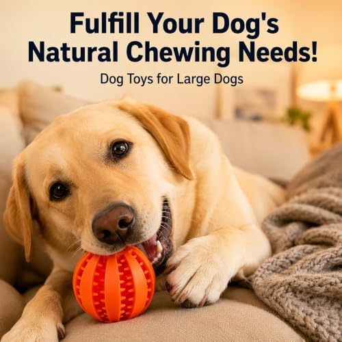 GASHIK Dog Treat Ball for Dogs, Rubber Dental Chew Toy for Dogs