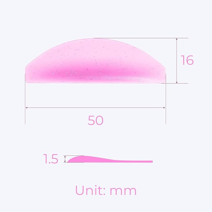 Flat Lash Lift Shields Glueless Ultra Thin Silicone Pads for Perming Lotion No.1, Lash Softening Shields for Easy Korean Eyelash Lift (Glitter Rose)