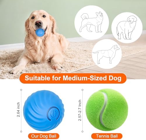 NEOALLYPETS Smart Interactive Dog Toy Ball, Active Rolling Wicked Ball with Automatic Bouncing and Rotating for Puppy/Small Dogs Durable, Chewable, USB Recharger and Fun Gift Toy to Dog (Large)