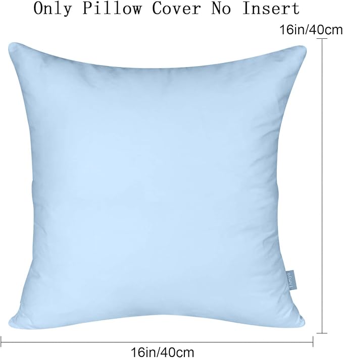 4-Pack 100% Cotton Comfortable Solid Decorative Throw Pillow Case,Thmyo Square Cushion Cover Pillowcase Sublimation Blank Pillow Covers DIY Throw Pillowcase for Sofa(16x16 inch/ 40x40cm,Light Blue)