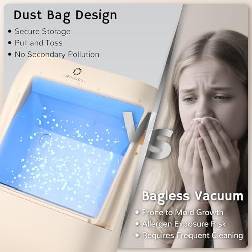 AIRTHEREAL T1 Plus Touchless Vacuum with Replaceable Dust Bags, 3 Modes