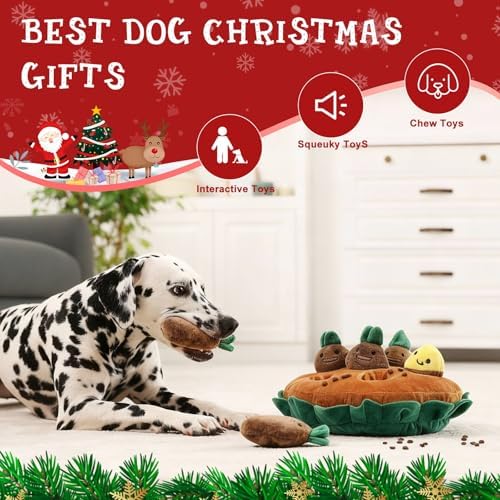 Skylety 7 Pcs Interactive Dog Toys Set, Snuffle Mat for Dogs, Treat Hiding Puzzle and Squeaky Plush, Sweet Potato Dog Toys for Small Medium Dogs, Training and Boredom Relief Plaything