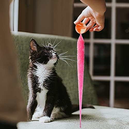SHENGSEN Bouncy Ball with Tail Cat Toys-5 Packs,Magic Worm with Large Colorful Ball Toy for Cats,Fuzzy Worm Bouncy Balls Cat Toy