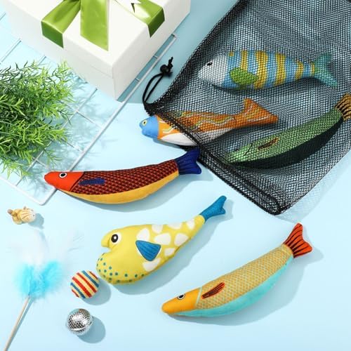 6 Pack Christmas Catnip Cat Toys, Saury Shape