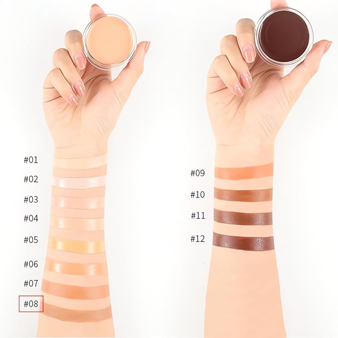 Kaely Cream Pot Concealer Full Coverage Makeup Set, Under Eye Brightener Color Correcting Concealer for Dark Circles, Waterproof Foundation Palette with Brush, Eye Ring Corrector de ojeras, 08