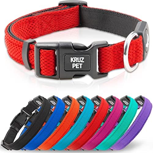 Dog Collar Bundle | Includes Red, X-Small (Width- 5/8", Neck - 8"-12") & Turquoise, X-Large (Width- 1", Length - 25"-27.5") | Adjustable Padded with Heavy Duty O-Ring | Soft & Comfortable Fit